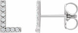 14K White .07 CTW Natural Diamond Initial L Earrings