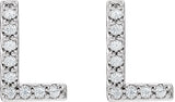 14K White .07 CTW Natural Diamond Initial L Earrings