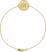 14K Yellow Gold Engravable Disc Adjustable 6 1/2-7 1/2" Bracelet