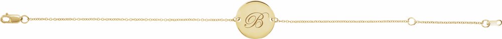 14K Yellow Gold Engravable Disc Adjustable 6 1/2-7 1/2" Bracelet