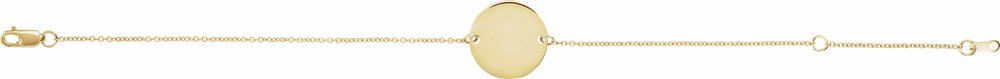 14K Yellow Gold Engravable Disc Adjustable 6 1/2-7 1/2" Bracelet
