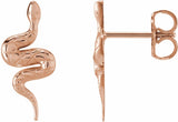 14K Rose Pair Snake Friction Back Earring