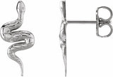 14K White Pair Snake Friction Back Earring