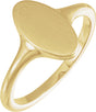 14K Yellow Gold 13x7 mm Oval Brushed Top Signet Ring