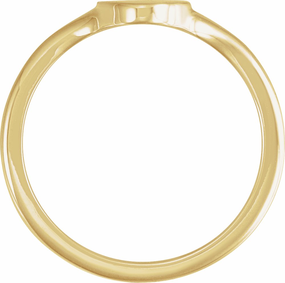 14K Yellow Gold 13x7 mm Oval Brushed Top Signet Ring
