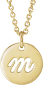 14K Yellow Gold Script Initial M 16-18" Necklace 
