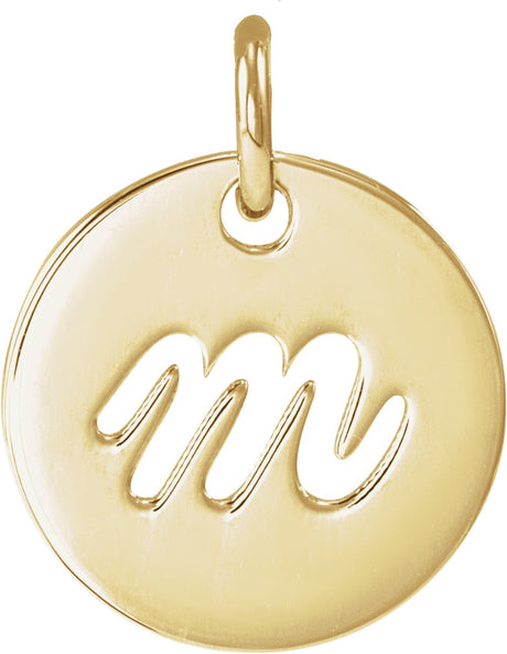 14K Yellow Gold Script Initial M Pendant