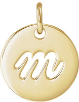 14K Yellow Script Initial M Pendant