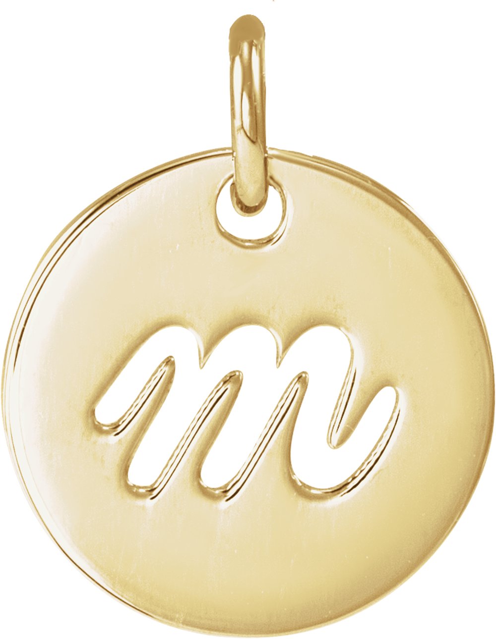 14K Yellow Gold Script Initial M Pendant