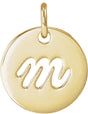14K Yellow Gold Script Initial M Pendant