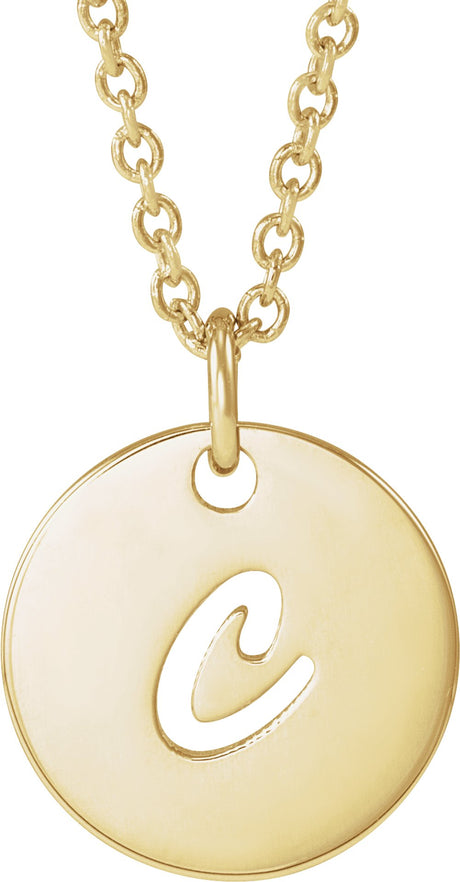 14K Yellow Script Initial C 16-18" Necklace 