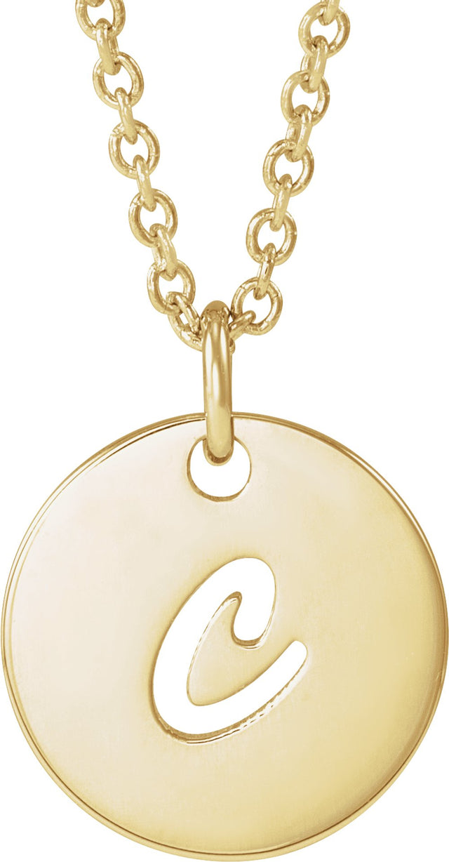 14K Yellow Script Initial C 16-18" Necklace 