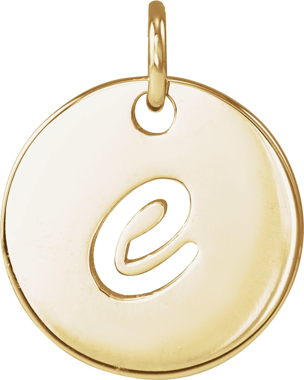 14K Yellow Gold Script Initial E Pendant