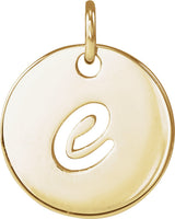 14K Yellow Gold Script Initial E Pendant