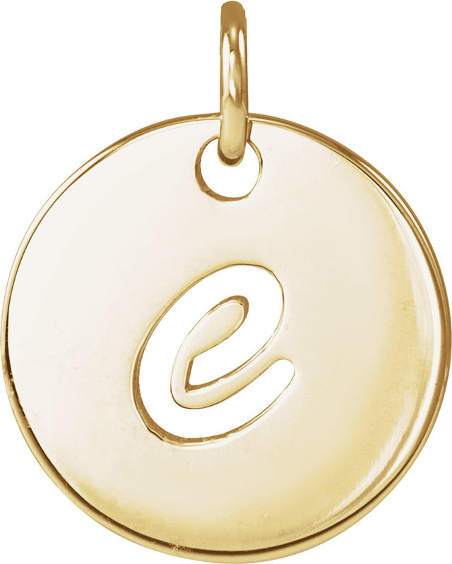 14K Yellow Gold Script Initial E Pendant