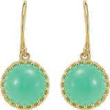 14K Yellow 10 mm Natural Chrysoprase  Earrings