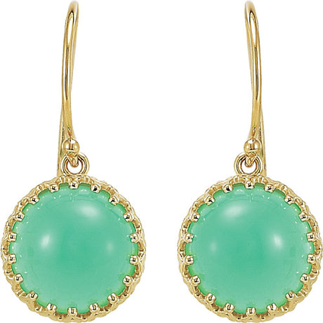 14K Yellow 10 mm Natural Chrysoprase  Earrings