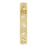 14K Yellow 1/10 CTW Natural Diamond Floral Accented Band