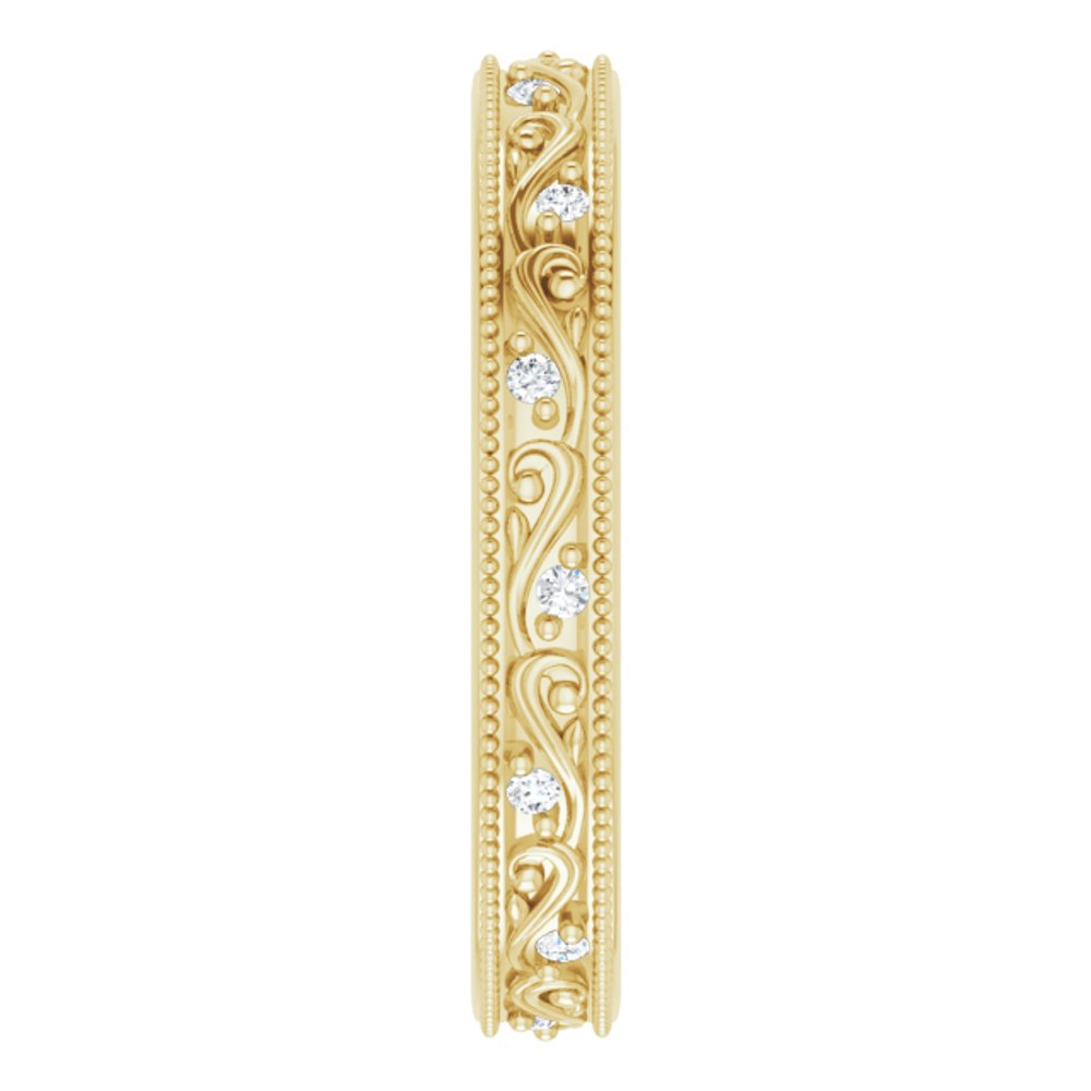 14K Yellow 1/10 CTW Natural Diamond Floral Accented Band