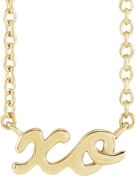14K Yellow Gold Script "XO" 18" Necklace