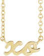 14K Yellow Gold Script "XO" 18" Necklace