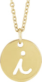 14K Yellow Script Initial I 16-18" Necklace 