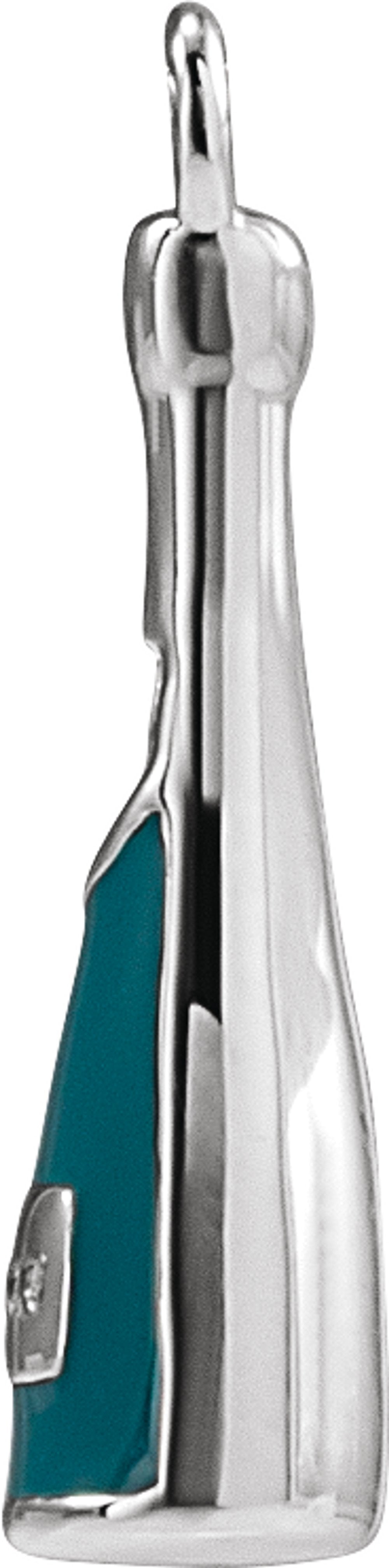 14K White Petite Pavé™ .005 CT Natural Diamond Green Enamel Champagne Dangle