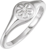 Sterling Silver .015 CT Natural Diamond Floral Ring
