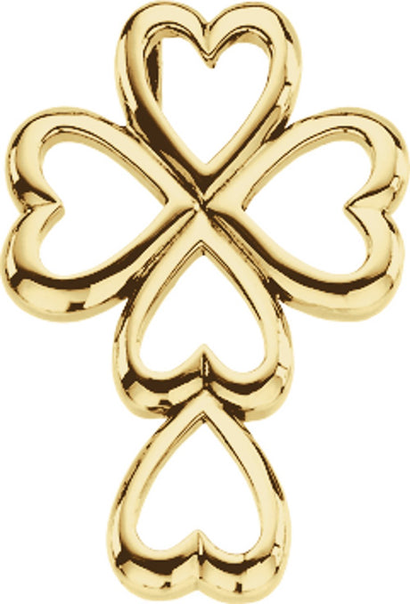 14K Yellow 28.75x20 mm Heart Cross Pendant