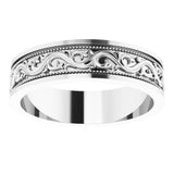 Sterling Silver 6 mm Milgrain Sculptural Flat Band Size 11