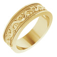 14K Yellow Gold 6 mm Milgrain Sculptural Flat Band Size 7