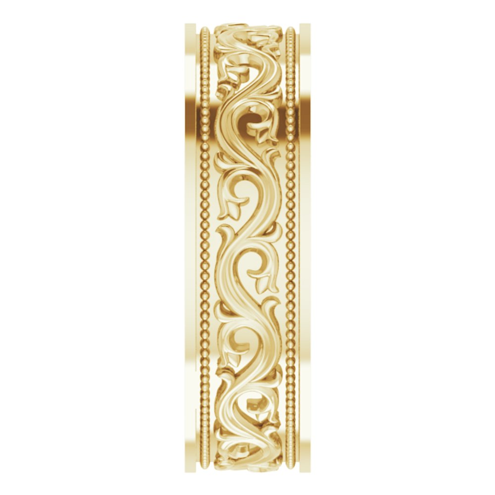 14K Yellow Gold 6 mm Milgrain Sculptural Flat Band Size 7