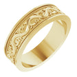 14K Yellow Gold 6 mm Milgrain Sculptural Flat Band Size 8