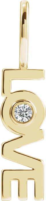 14K Yellow Gold .03 CT Natural Diamond Love Charm/Pendant