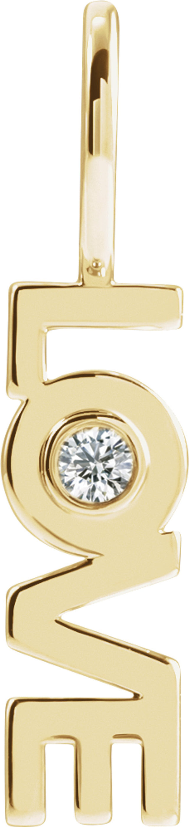 14K Yellow Gold .03 CT Natural Diamond Love Charm/Pendant