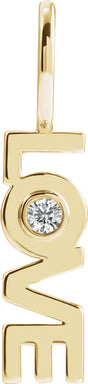 14K Yellow Gold .03 CT Natural Diamond Love Charm/Pendant