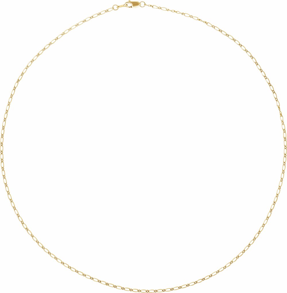 14K Yellow Gold 1.5 mm Figaro 18" Chain