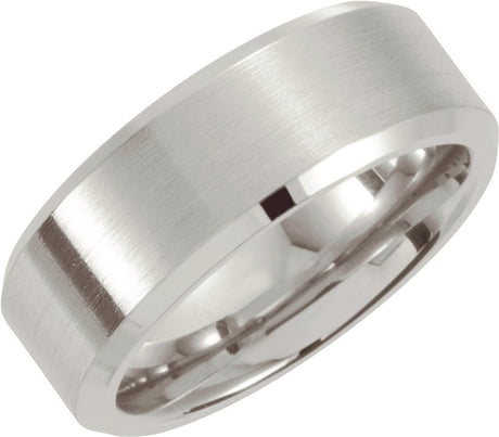 Stainless Steel 7 mm Beveled-Edge Inlay Flat Band Size 7.5