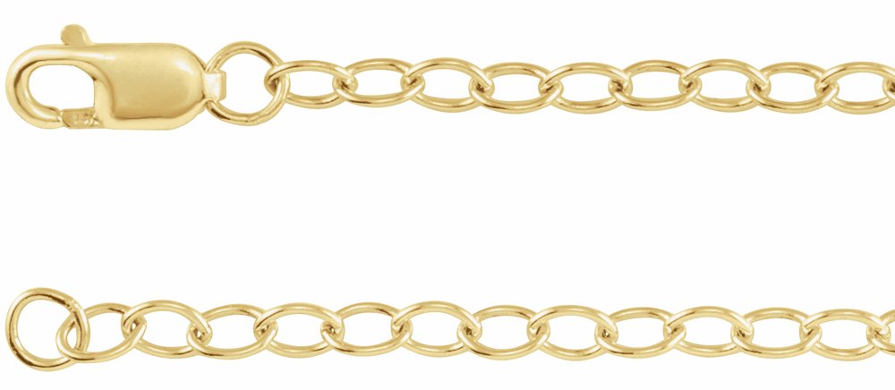 14K Yellow Gold 2.5 mm Cable 7" Chain 