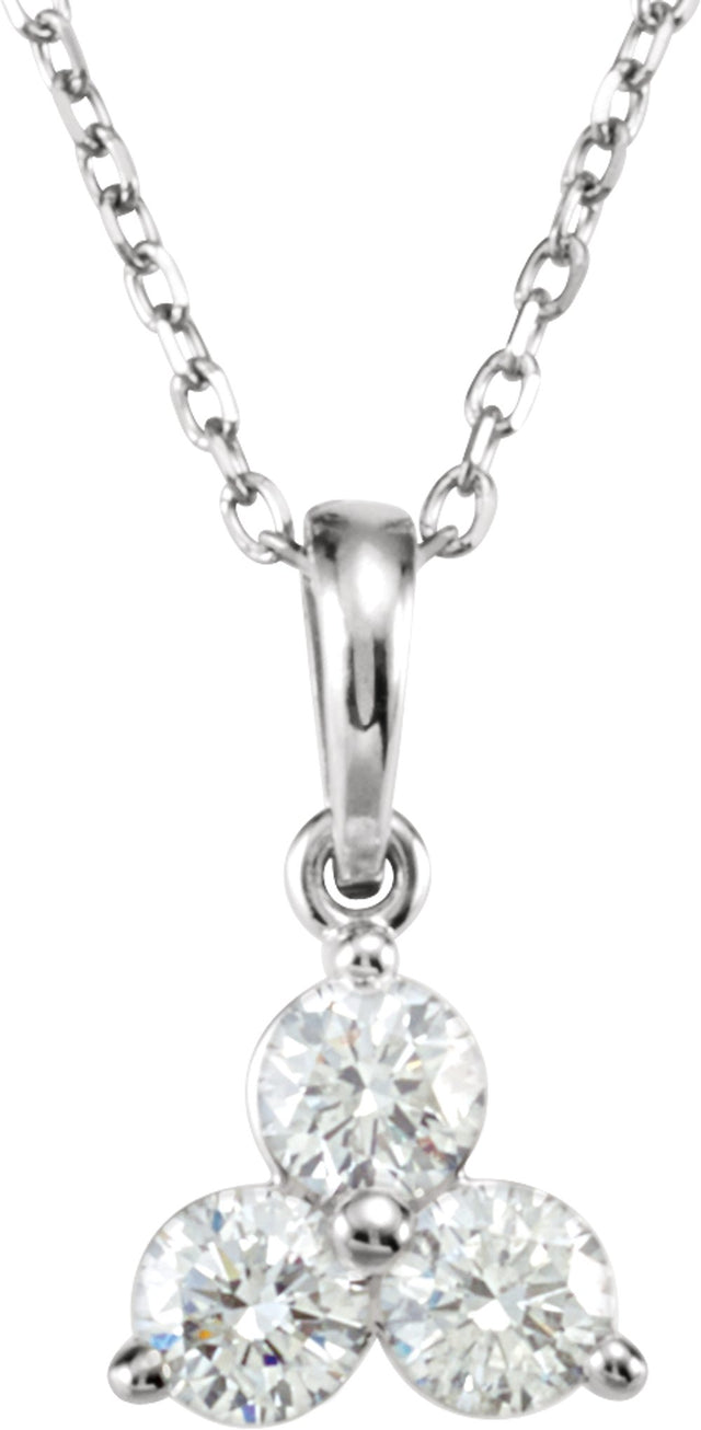 14K White 1/2 CTW Diamond Three-Stone 18" Necklace