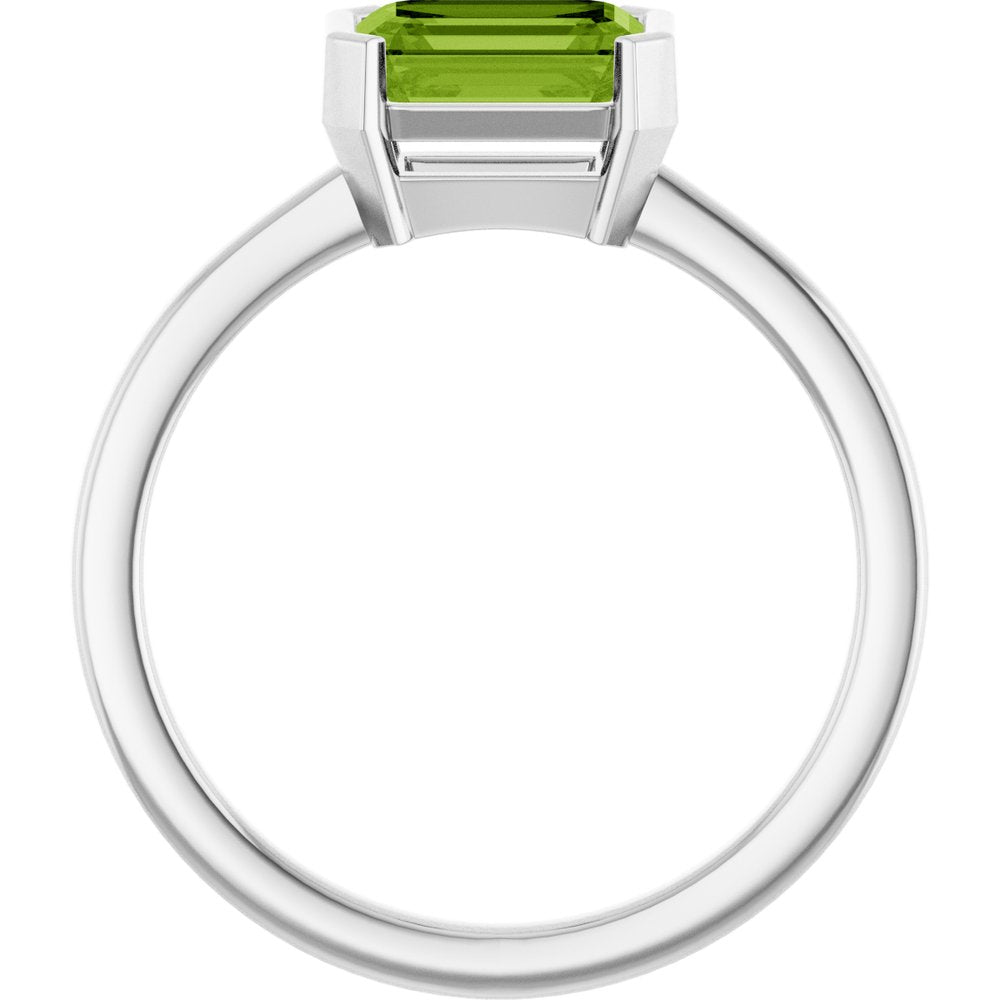 14K White Gold Natural Peridot Ring