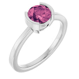 14K White Gold Natural Pink Tourmaline Ring