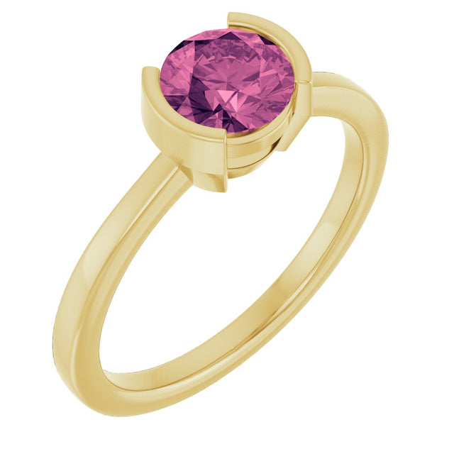 14K Yellow Gold Natural Pink Tourmaline Ring
