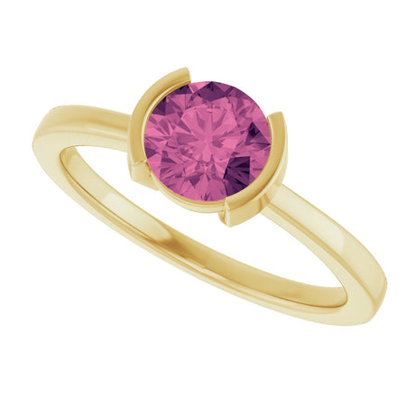 14K Yellow Gold Natural Pink Tourmaline Ring