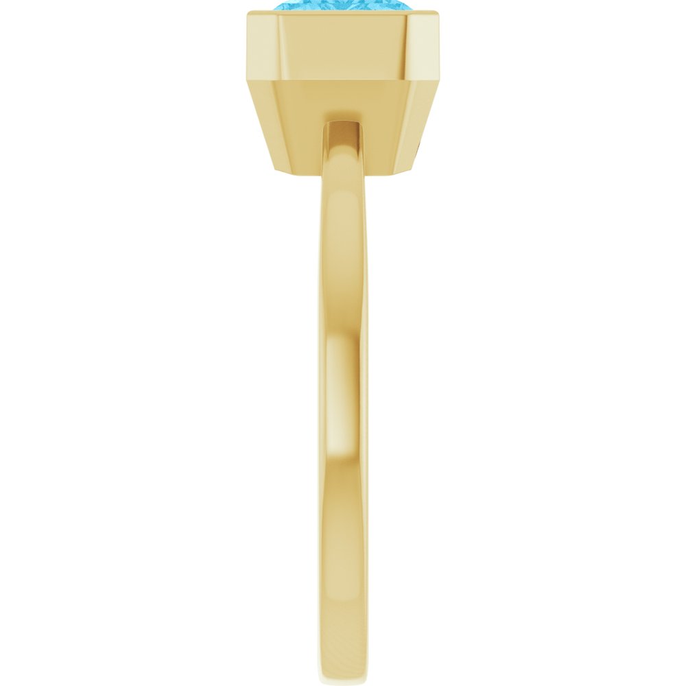14K Yellow Gold Lab-Grown Aqua Sapphire Ring