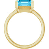 14K Yellow Gold Lab-Grown Aqua Sapphire Ring