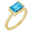14K Yellow Gold Lab-Grown Aqua Sapphire Ring