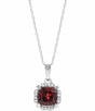 14K White Natural Mozambique Garnet & .04 CTW Natural Diamond 18" Necklace