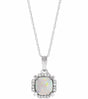 14K White Gold Lab-Grown White Opal & .04 CTW Natural Diamond 18" Necklace
