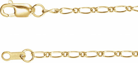 14K Yellow Gold 1.5 mm Adjustable Figaro 16-18" Chain